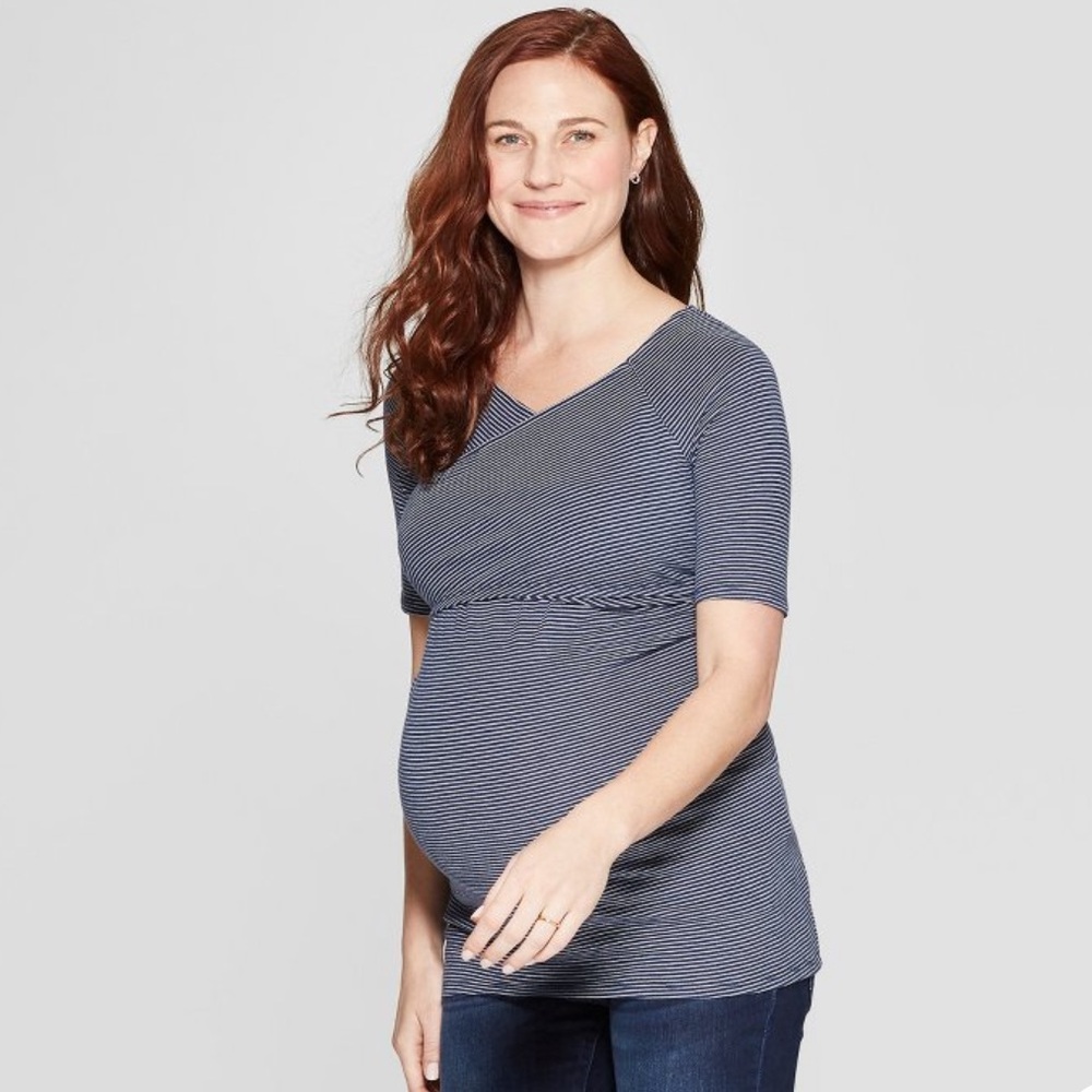 Isabel Maternity by Ingrid & Isabel short sleeve crossover nursing maternity top